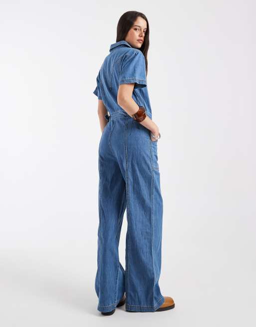 Wrangler - Denim overall in medium blauwe wassing, 4 van 4