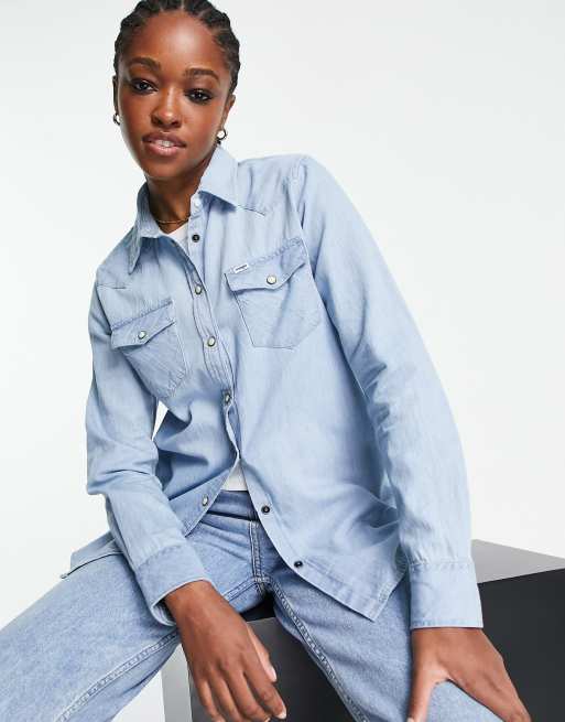 Wrangler denim shirt in lightwash | blue ASOS