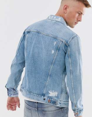 distressed back denim jacket