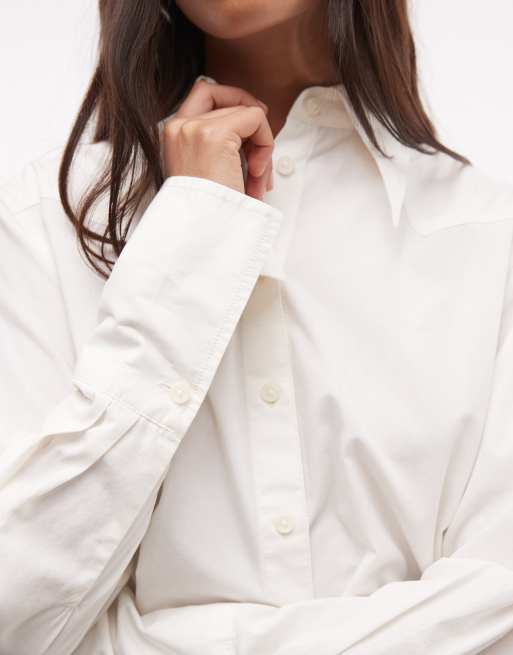 Wrangler drama collar shirt in off white, 3 of 4
