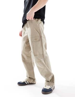 Wrangler Drawstring Loose Fit Cotton Carpenter Pants In Neutral