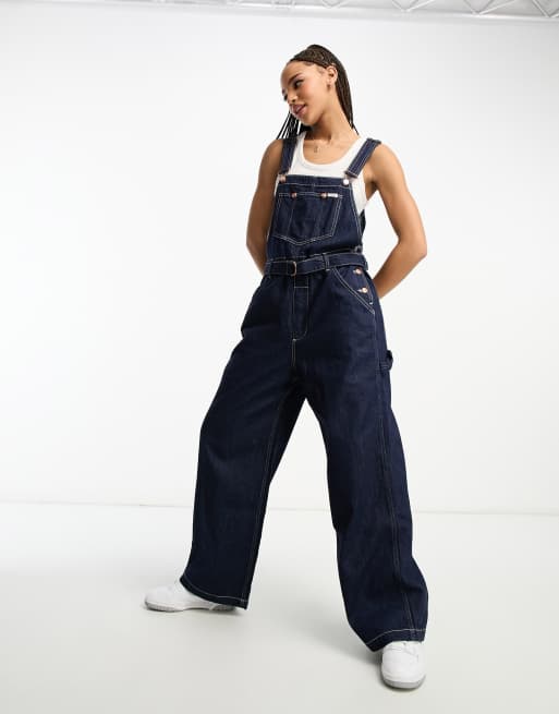 Wrangler dungarees with belt in dark blue | ASOS