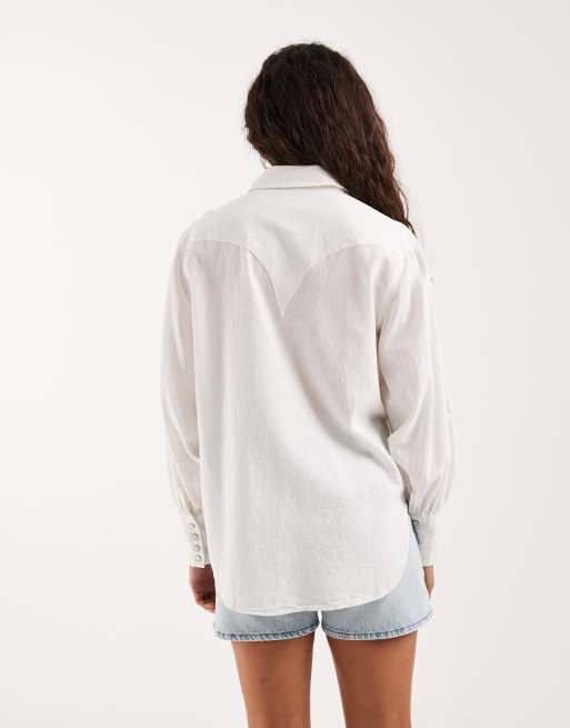 Wrangler – Durchgeknöpftes Westernhemd in Weiß, 4 von 4