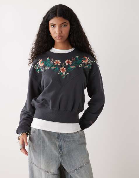Wrangler embroidered sweater in black - view 1