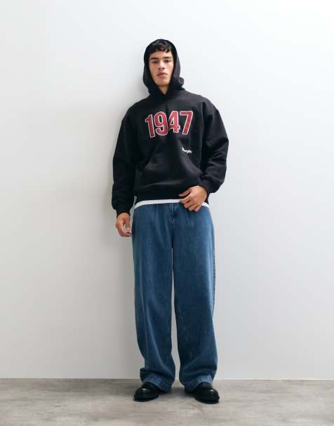Wrangler felpa con cappuccio con stampa grafica nera - view 1