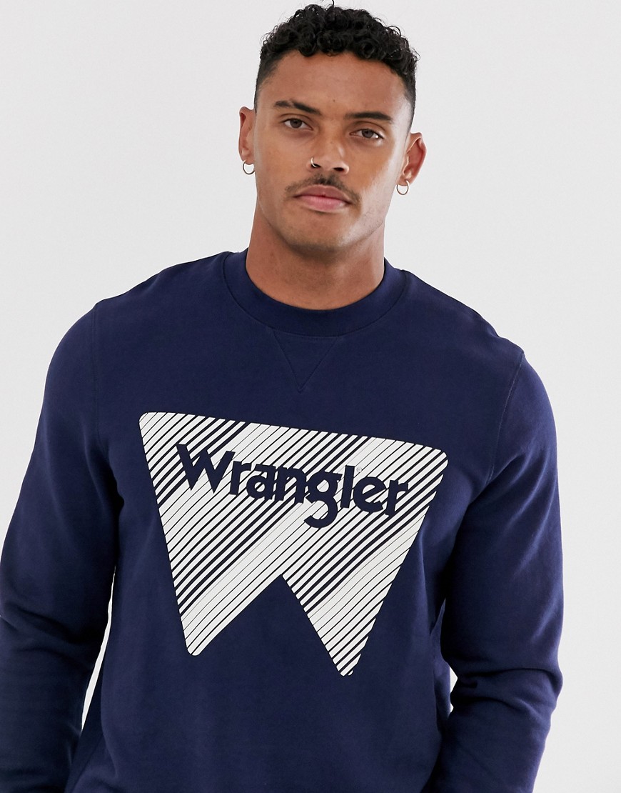 Wrangler - Felpa girocollo blu navy con logo
