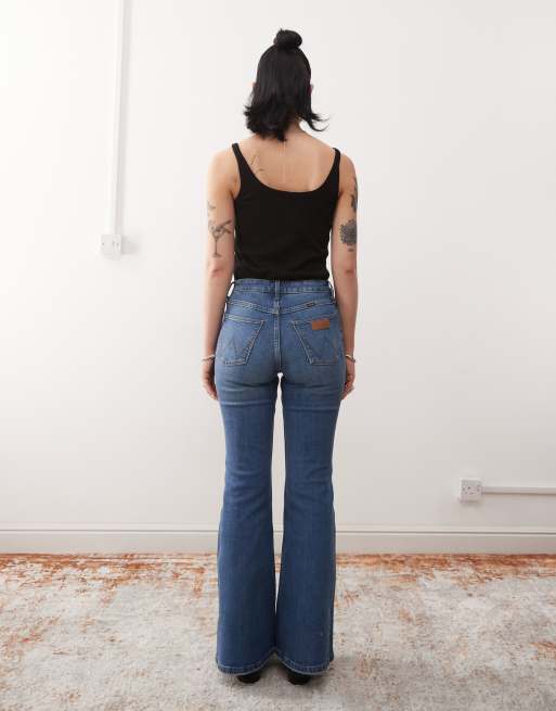 Wrangler – Fierce – Niebieskie jeansy dzwony, 2 z 5