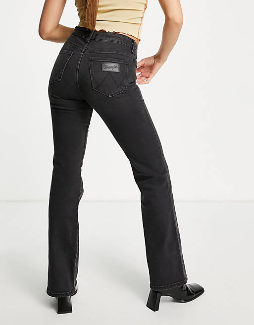 Wrangler flared jeans in black track | ASOS