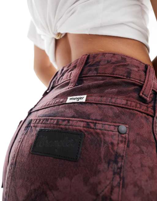 Wrangler flared jeans in burgundy floral