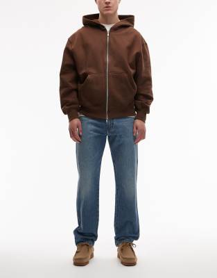 Frontier - Lockere, gerade geschnittene Jeans in verwaschenem Dunkelblau Blau W34 L34