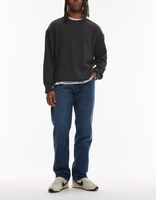 Wrangler Wrangler Frontier relaxed straight fit jeans in dark wash blue-Navy