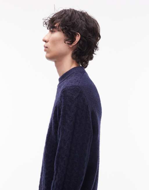 Wrangler - Gebreide trui met kabels in marineblauw, 4 van 5