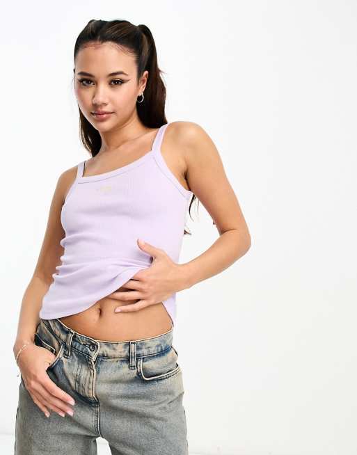 Wrangler - Geribbelde tanktop met logo in pastelvioletop