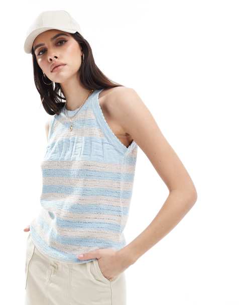 Wrangler - Gestreept gebreid racer-hemdje in blauw - view 1