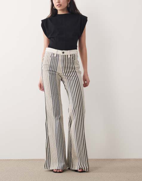 Wrangler - Gestreepte flared jeans in jaren 70-stijl in blauw en crème - view 1