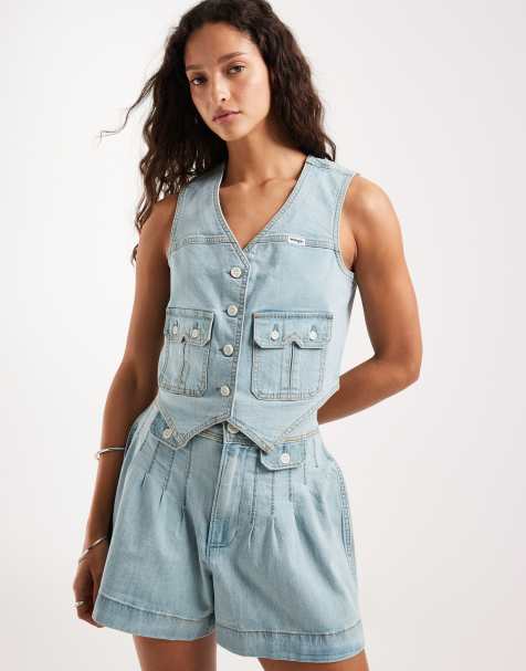 Wrangler gilet en jean bleu clair - view 1