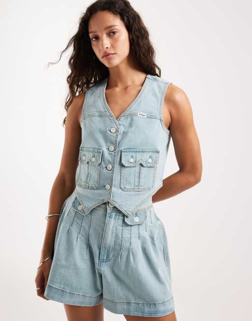 Wrangler gilet en jean bleu clair, 3 de 4