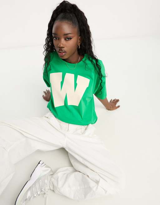 Wrangler girlfriend loose fit t-shirt in green | ASOS