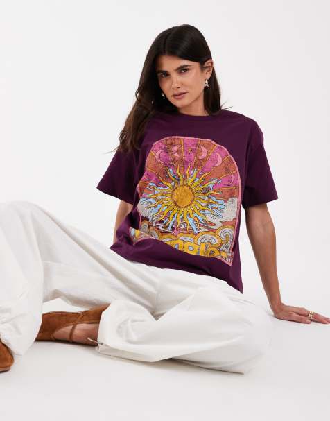 Wrangler girlfriend T-shirt i lilla - view 1