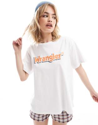 Wrangler - Girlfriend-T-Shirt in Weiß mit Logo