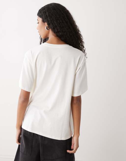 Wrangler – Girlfriend-T-Shirt in Wollweiß mit rotem Print , 3 von 4