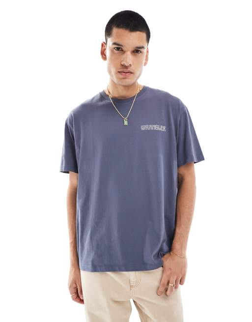 Wrangler - Grå T-shirt i oversized og vintage fit med Cowboy-logoprint bagpå, 3 af 4