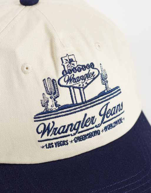 Wrangler graphic cap in white and navy, 2 of 3