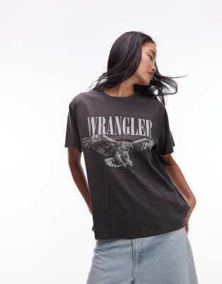 Wrangler Graphic Chest Print Girlfriend Fit T-shirt In Black