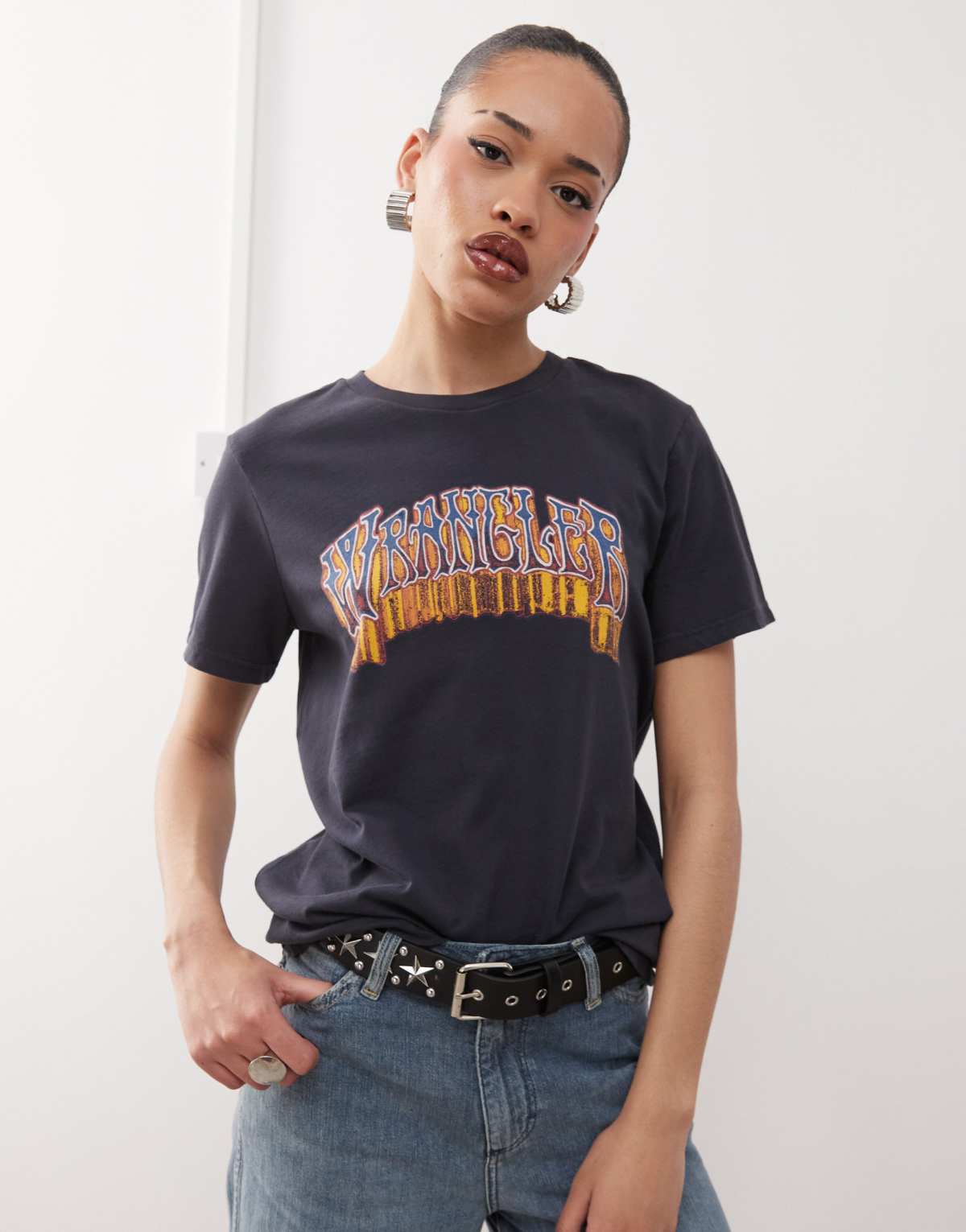 Wrangler graphic logo t-shirt in black
