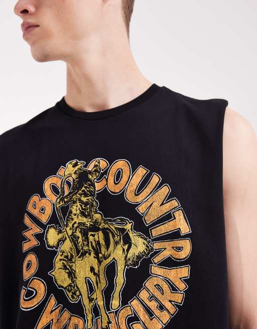 Wrangler graphic muscle tank in black, 3 of 5