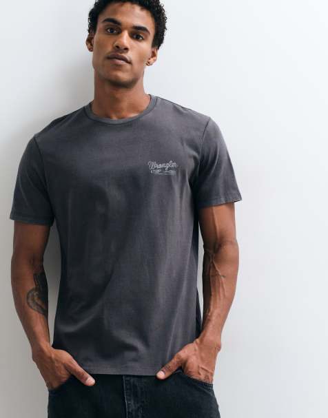 Wrangler graphic print t-shirt in charcoal - view 1