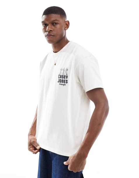 Wrangler – Gruby T-shirt oversize w stylu vintage w kolorze złamanej bieli z logo Casey Jones - view 1