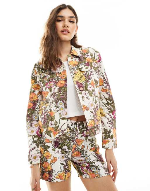 Wrangler heritage floral print denim jacket in multi (part of a set)