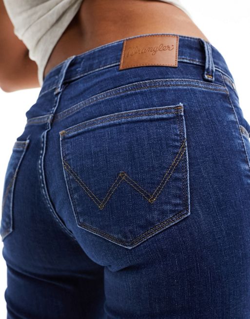 Wrangler high rise bootcut jeans in dark blue