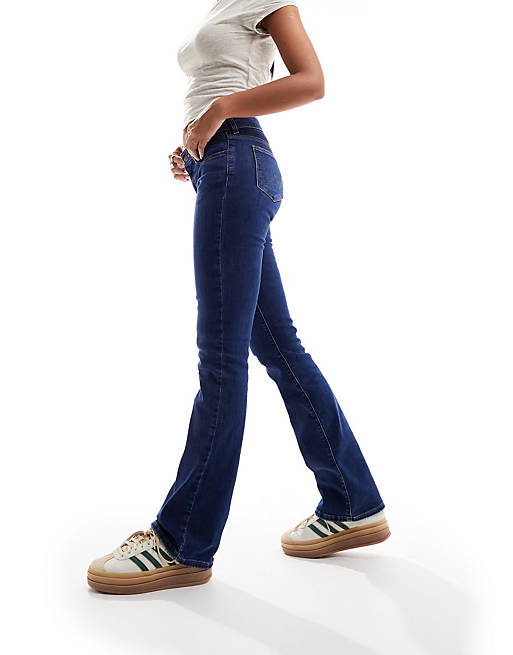 Wrangler high rise bootcut jeans in dark blue