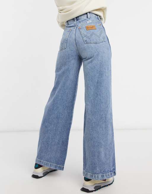 Wrangler high rise wide leg jeans in bleach wash | ASOS