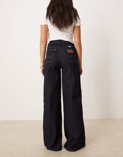 ◆Wrangler◆ Wide Leg Fit Denim Pants Indigo Medium Wrangler high rise wide leg jeans in indigo | ASOS