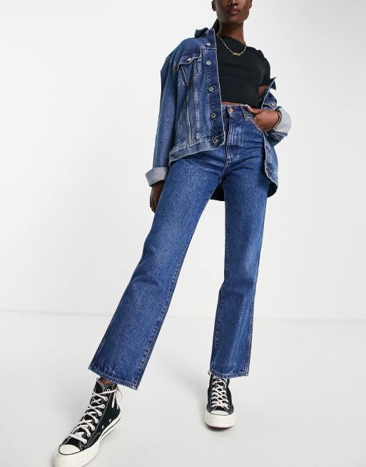 Wrangler high rise wild west mom jeans in mid wash blue | ASOS