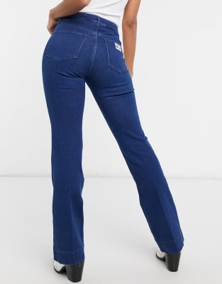 Wrangler high waist flared jeans in indigo