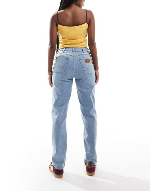 Wrangler - Højtaljede mom-jeans i lys vask, 2 af 5