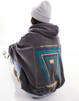 Wrangler hoodie with back print in black - ASOS Price Checker