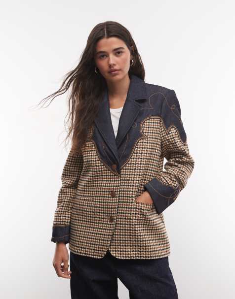 Wrangler houndstooth blazer in denim blue - view 1