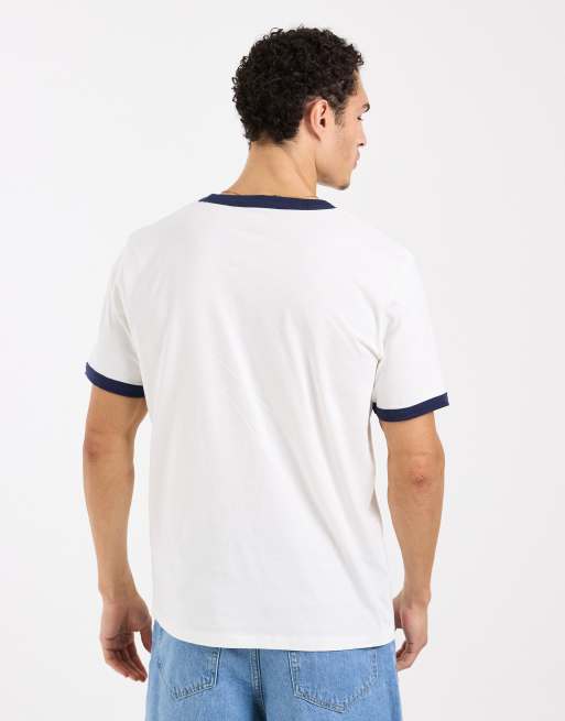 Wrangler - Hvid T-shirt med slidt finish og kontrastkanter, 3 af 5