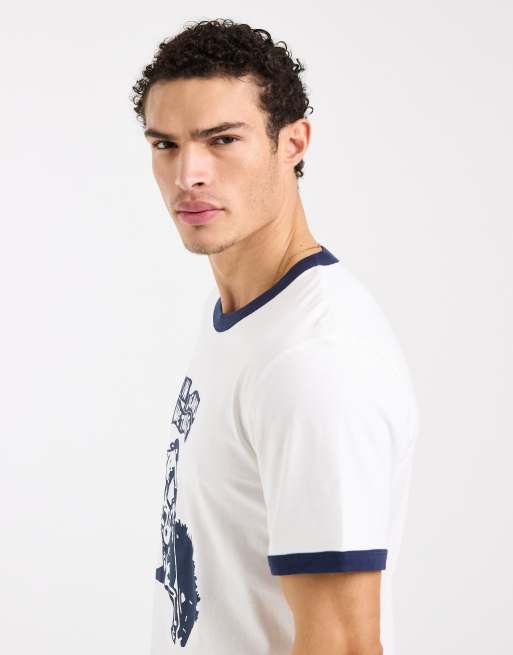 Wrangler - Hvid T-shirt med slidt finish og kontrastkanter, 4 af 5