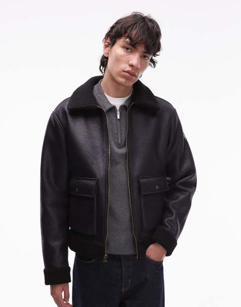 Wrangler – Jacke aus Lammfellimitat in Schwarz mit zwei Taschen - view 1