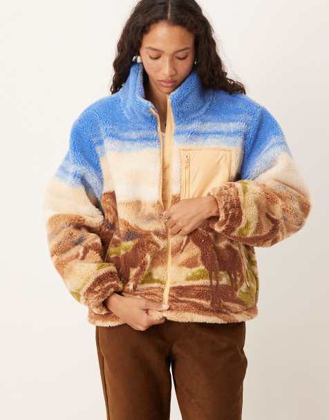 Wrangler - Jakke med print med western-landskab i langhåret fleece - view 1