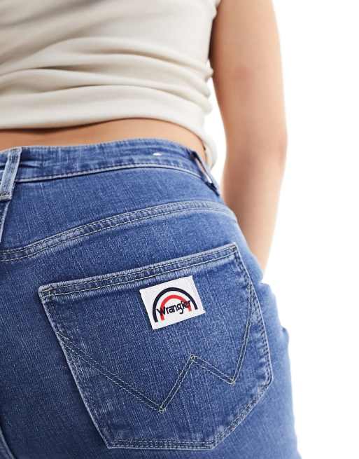 Wrangler - Jean évasé à poches frontales et taille ultra-haute - Bleu moyen, 4 de 5