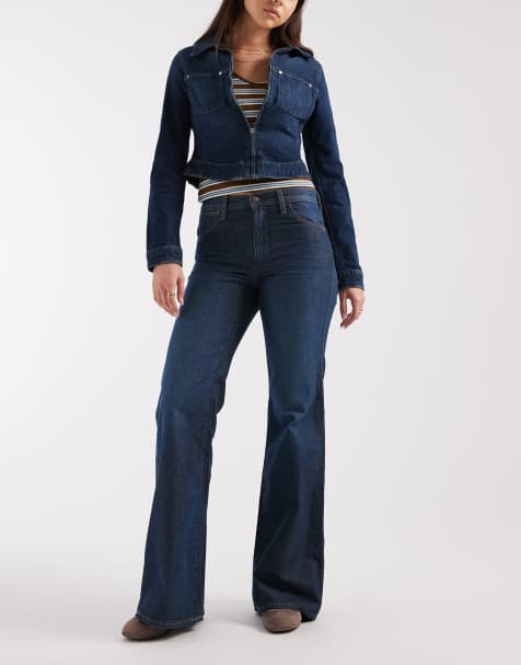 Wrangler - Jean évasé à pois style années 70  - Bleu marine - view 1