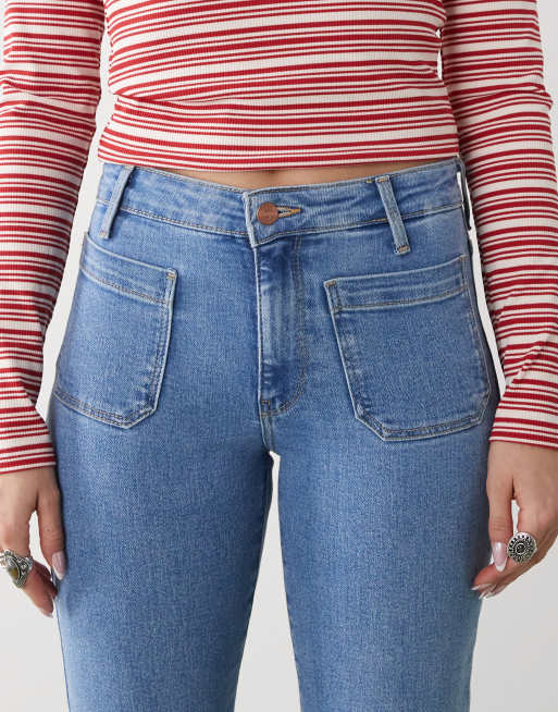 Wrangler - Jeans a zampa color blu acceso con tasche sul davanti, 5 di 5