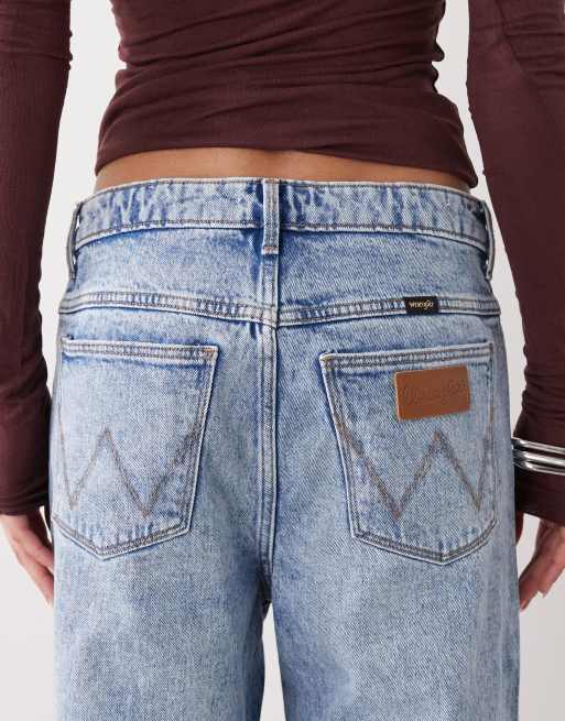 Wrangler - Jeans dritti ampi a vita medio alta lavaggio chiaro, 4 di 5